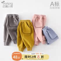 Baby pants plus velvet thickened boys and girls casual pants spring and autumn baby trousers childrens foreign autumn and winter wear