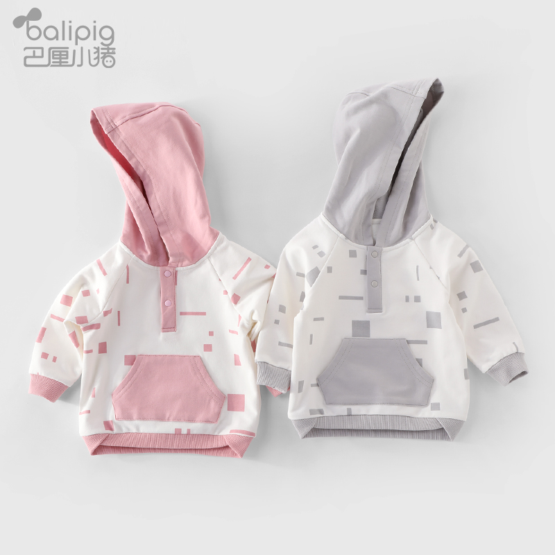 Girls thick T-shirt Korean version of tidal hooded foreign school boys spring clothes new clothes baby coat baby coat spring and autumn