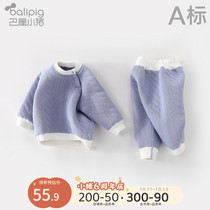 Baby clothes set spring and autumn cotton thick cotton one year old newborn baby thermal underwear autumn and winter