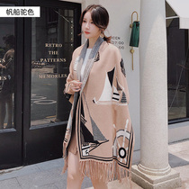 With sleeves retro shawl womens autumn and winter winter cape cloak coat dual-use Korean version wild outside the super thick