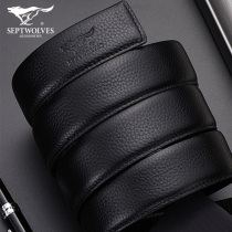 Seven Wolves Leather Strap Men Not Taking The Lead Genuine Leather Automatic Buckle Soft Cow Leather Belt Head Layer Cow Leather Without Buttoning Head Strap Strips