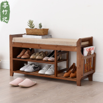 European-style shoe stool shoe cabinet Household sitting shoe stool bench bench Nanzhu shoe rack entrance shoe cabinet stool