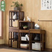 Chinese style retro bookcase Creative free combination floor bookshelf Simple with pumping shelf Simple new Chinese bookshelf