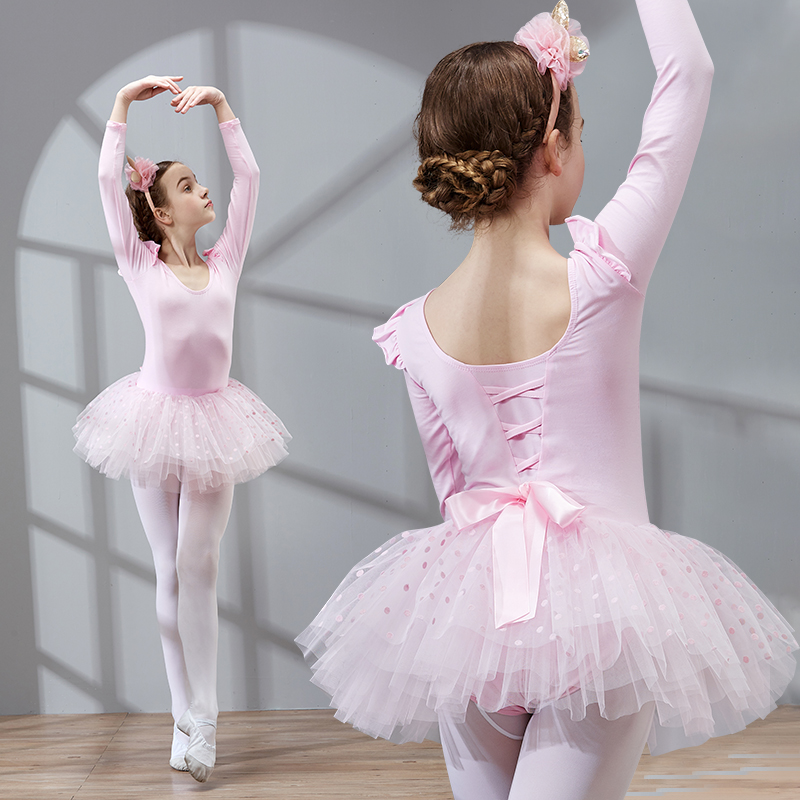 Dance suit Children's women's practice long sleeve ballet dancer dress girl's test dancing clothes spring baby acting out of costume
