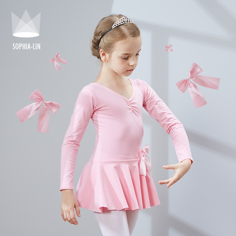 Champindine Spring Children Dance Costumes Girls Practice Long Sleeve Test Suit Toddler Toddler Toddler Toddler Dress