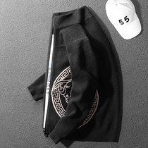 2020AA with good stock imitation ferret cashmere sweatshirt autumn winter new human head-knitted sweater jacket male and Korean version trend