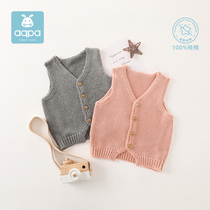 aqpa baby boy pure cotton sweatshirt vest spring autumn new items male and female baby waistcoat blouses jersey-knitted sweatshirt cute