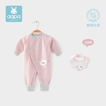 aqpa baby boy curve khau spring autumn new product men and women treasure long sleeve one-piece clothes pure cotton newborn climbing suit cute