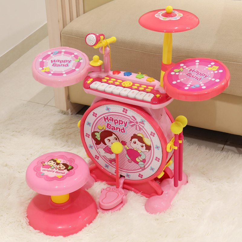 Polaroid Toys Kids Drum Kit Drum Beginner Baby Electronic Keyboard Jazz Drum Instrument Birthday Gift 3-6 years old