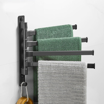 Towel rack Punch-free toilet shelf Space aluminum pylons Bathroom folding activity double rod rotating towel bar