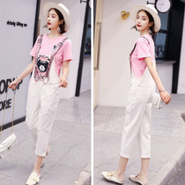 Two-piece set 2021 new female Xia Yang Qi age age small man high casual fashion temperament short strap pants