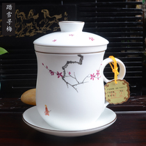 Xiangfeng ceramics office wholesale custom logo porcelain blue and white porcelain water cup teacup Ceramic with lid cup filter teacup