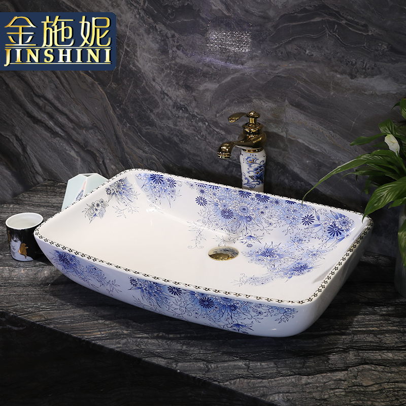 Ceramic basin of Chinese style on the sink on the lavatory circle creative art basin of restoring ancient ways round porcelain basin