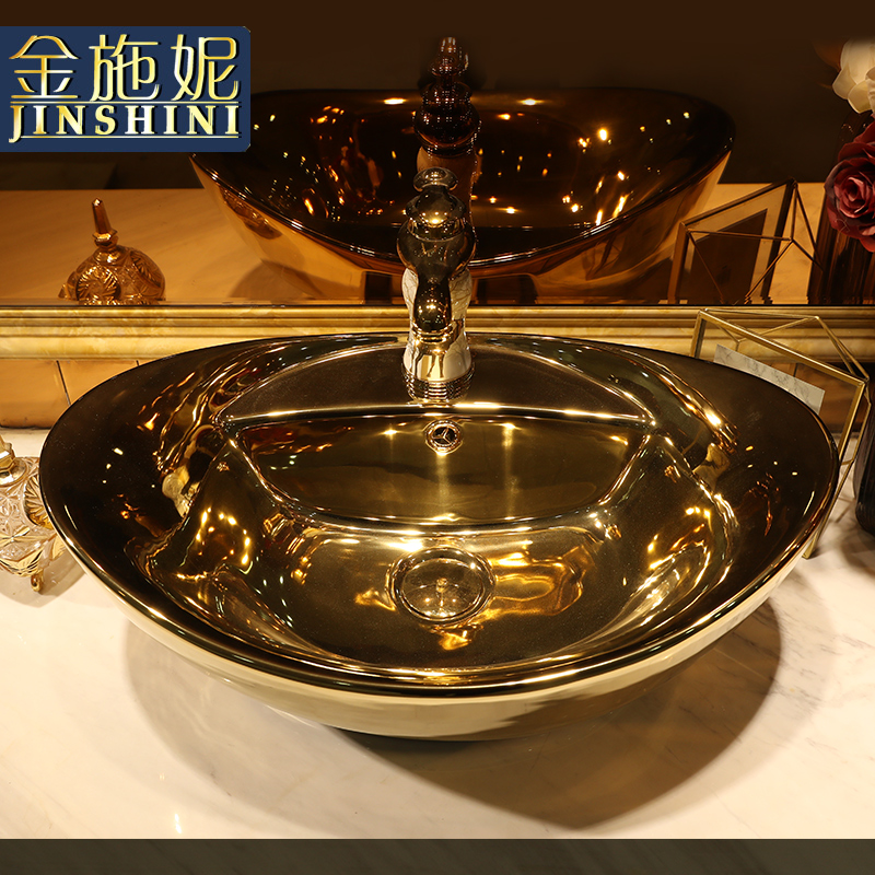 Jingdezhen ceramic household lavabo art basin rectangle lavatory toilet stage basin to gold