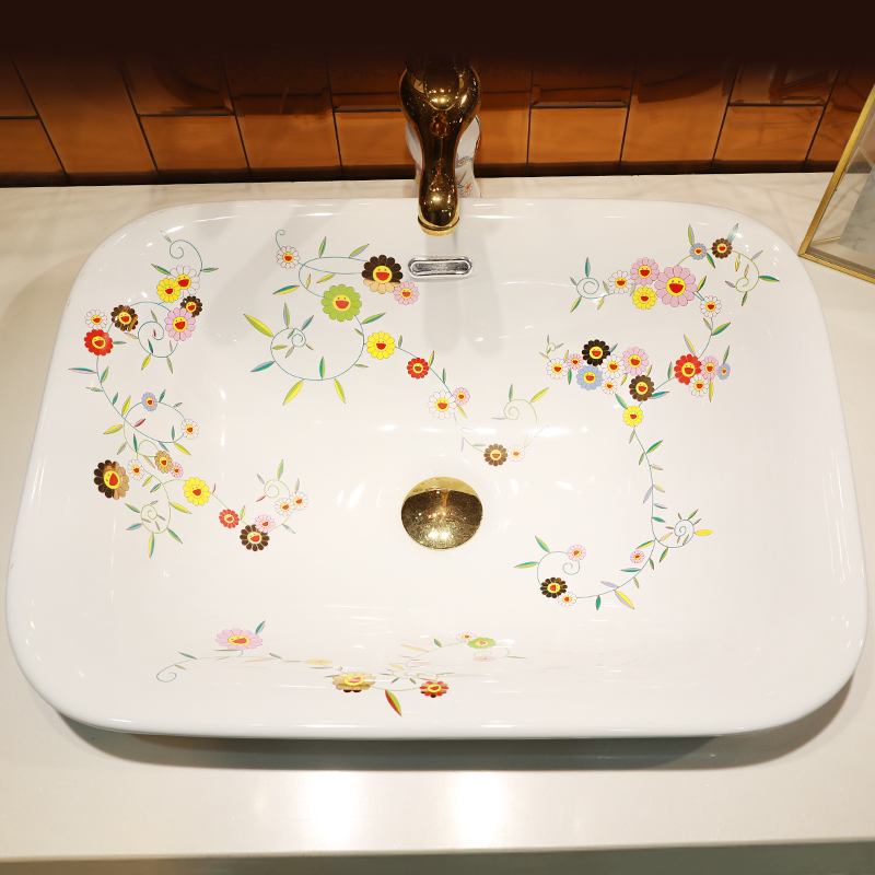 Chinese rural ceramic half embedded in taichung basin sinks single household basin basin sink basin on stage