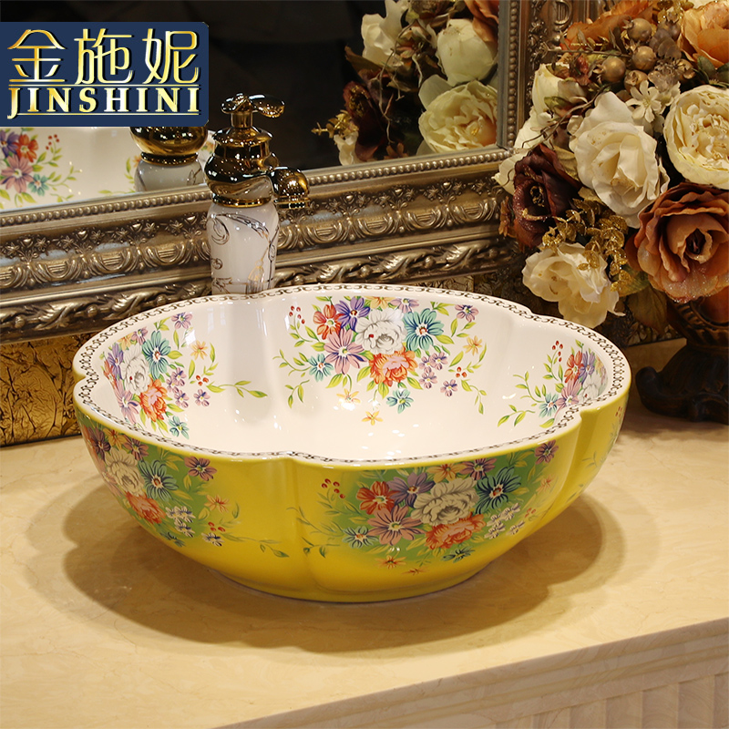 Petals stage basin to wash gargle lavabo Europe type lavatory toilet stage basin ceramic art basin of household