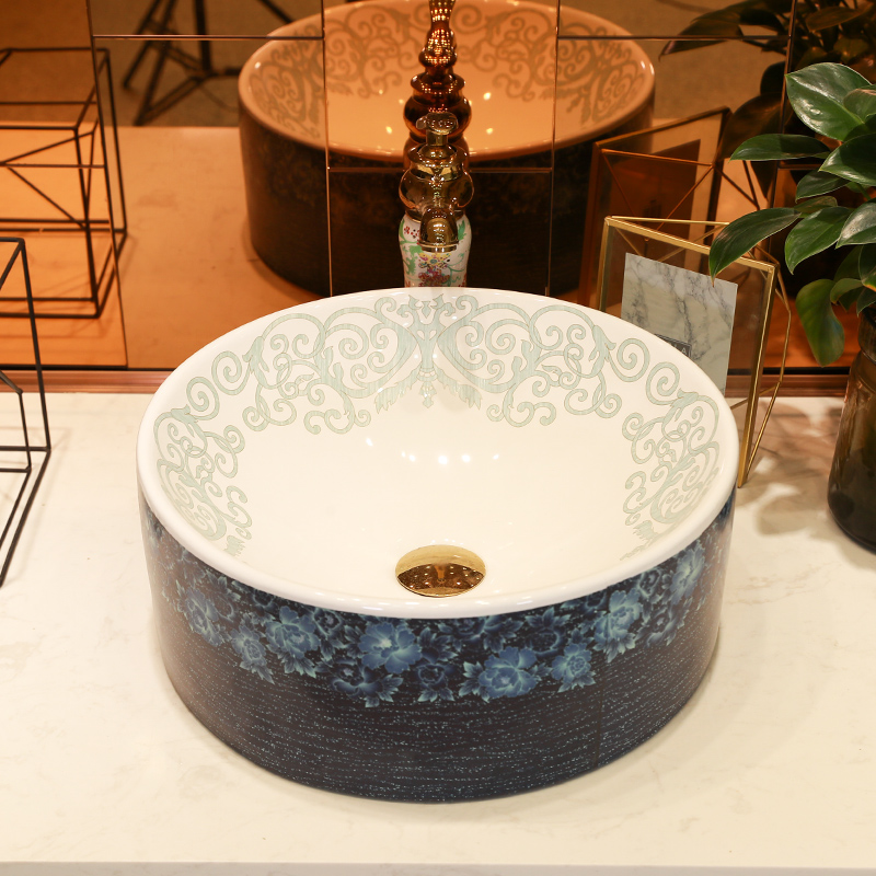 Ceramic art on the stage basin sink straight barrel toilet commode hotel home for wash basin of many design and color