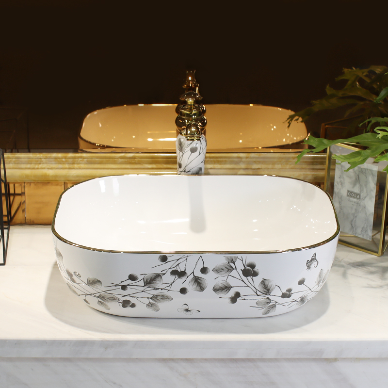 Jingdezhen stage basin sink single basin ceramic art basin basin household lavatory balcony for wash basin