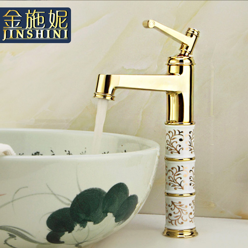 Gold cellnique all Gold - plated copper archaize basin faucet stage basin bibcock of PFM leader