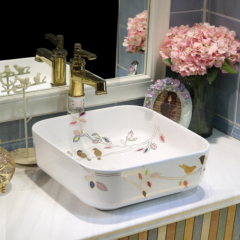 Jingdezhen ceramic stage basin sink household northern wind square lavatory toilet is the pool that wash a face to wash their hands