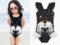 European and American New 1~7 year old childrens clothing girl blue frilled star pattern swimsuit childrens swimsuit baby swimming