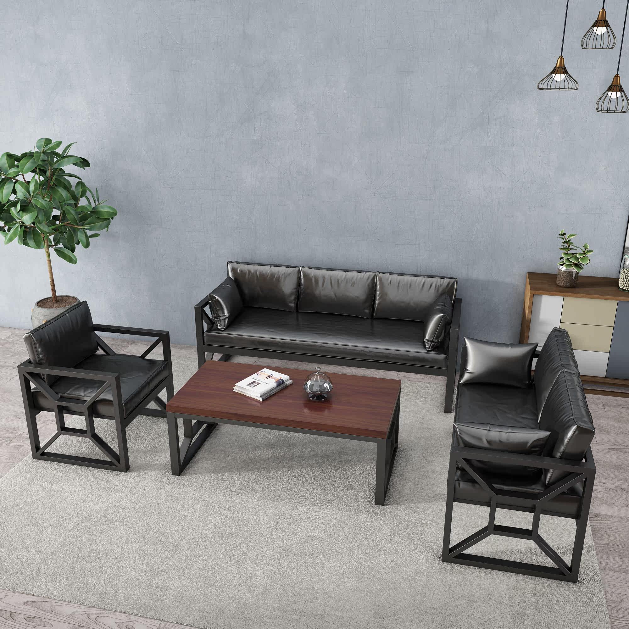 北欧式loft复古铁艺沙发工业风办公室沙发服装店客厅沙发简约