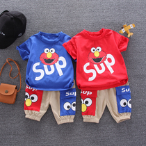 Childrens clothing boys summer clothes 2020 new baby thin childrens two-piece set Korean version of children handsome foreign childrens suit