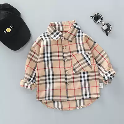 Children's shirt 2020 autumn new boys and girls plaid shirt baby Korean version loose lapel long sleeve shirt