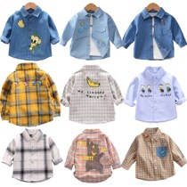 Boy long sleeve shirt childrens shirt Spring and Autumn new foreign baby childrens plaid shirt Korean version of childrens clothing base