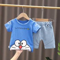 Childrens short sleeve set for men and women Baby summer childrens clothing two-piece 1-2-3-4-5 year old infant childrens suit tide