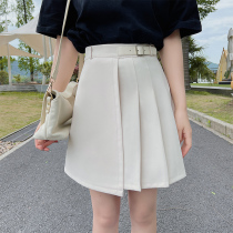 High-waisted pleated skirt skirt womens irregular slim a skirt skirt skirt 2021 spring and summer new white Slim