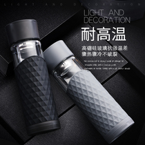 Six livable Summer men and women creative single-layer glass water cup covered heat-resistant cup portable hand cup tea cup