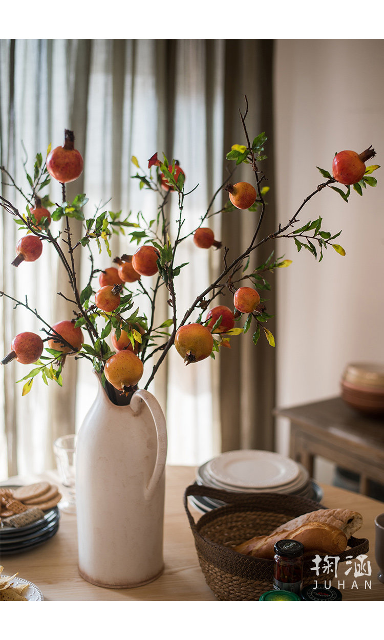 仿真石榴果树枝 插花假花客厅摆设装饰绢花仿真花假石榴摆件