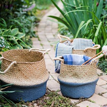 Grass Knitting Basket Storage Basket Foldable Miscellaneous Clothing Table Top Cloakroom Bathroom Storage