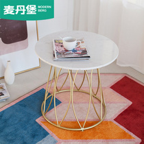 Net red coffee table marble Nordic light luxury simple ins personality creative household iron round coffee table combination