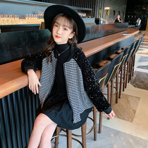 Girl child Daughter Bright Sheet Jacket 2022 Spring Dress New CUHK Childrens Korean Version Temperament 100 Hitch Casual Blouse Child Clothing