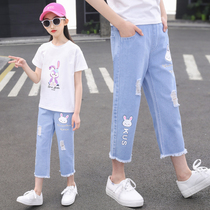 Girls' ankle pants 2022 Summer New Children's Pants Kids Pants Beach Fashion 6-7 Years Girls