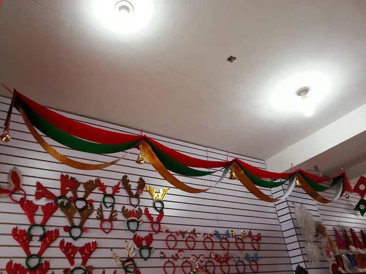 新年元旦圣诞节晚会装饰用品挂件波浪旗吊旗挂旗彩旗商场酒店专用