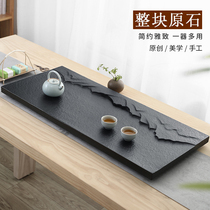 Natural black gold stone tea tray Household simple size tea table stone modern living room Kung Fu tea sea tray