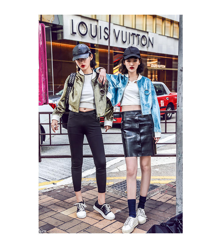 街头原创女装春季2017新款欧洲站丝绒短款宽