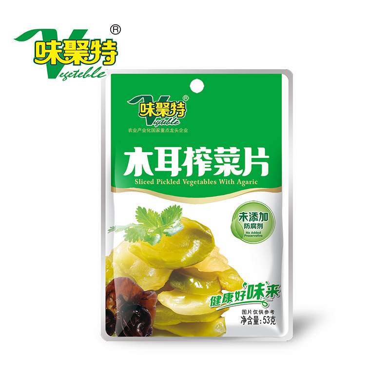 味聚特木耳榨菜片下饭菜咸菜丝53g*20袋装四川特产农家泡菜包邮产品展示图2