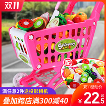 Childrens shopping cart Baby supermarket trolley Girls toys Cut fruit cut music 5 girls and boys 3-6 years old