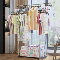 Yast drying rack floor anti-rust double pole indoor drying rack balcony stainless steel drying quilt rack clothing rack