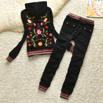 23 Spring and Autumn Velvet Sports Set Juice Grape Classic Little Son Leisure Costume Two Pieces of Girls