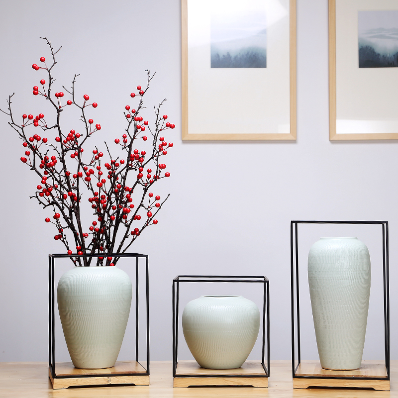 Jingdezhen ceramics vase white sitting room porch place simulation flower arrangement craft suits for Chinese study