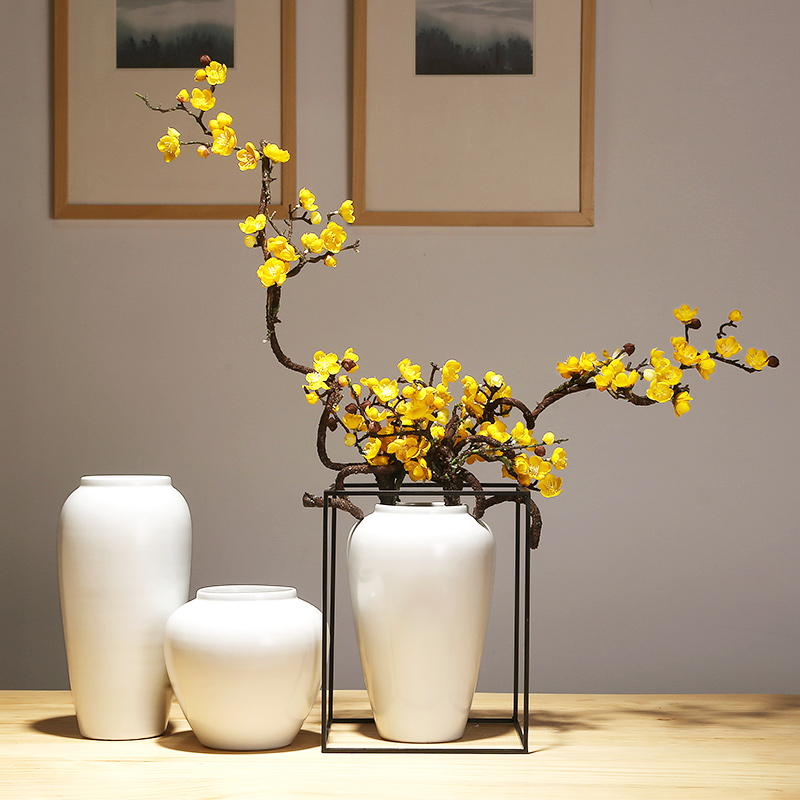 Jingdezhen modern ideas of new Chinese style porch vases, flower arranging white contracted household ceramics decoration the set piece
