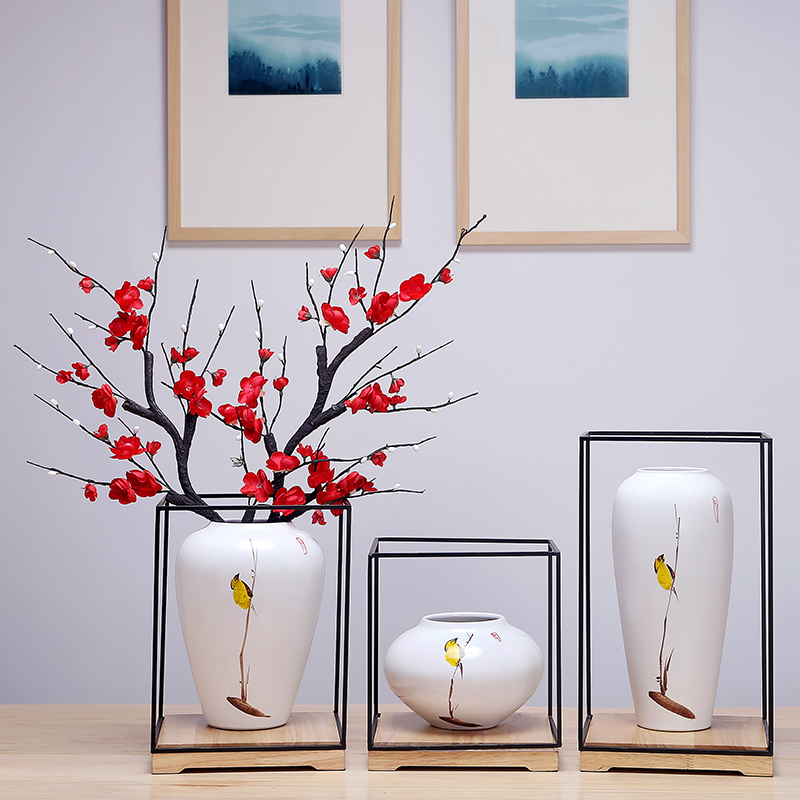 Jingdezhen ceramic vases, flower arranging dried flower simulation flowers sitting room place porch Europe type TV ark, simple decorations