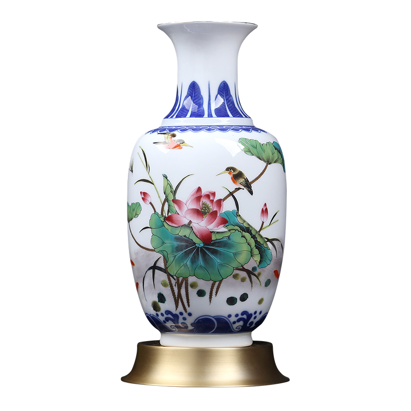 Jingdezhen ceramics craft vase decorated I and contracted home sitting room porch lotus gold - plated vase furnishing articles