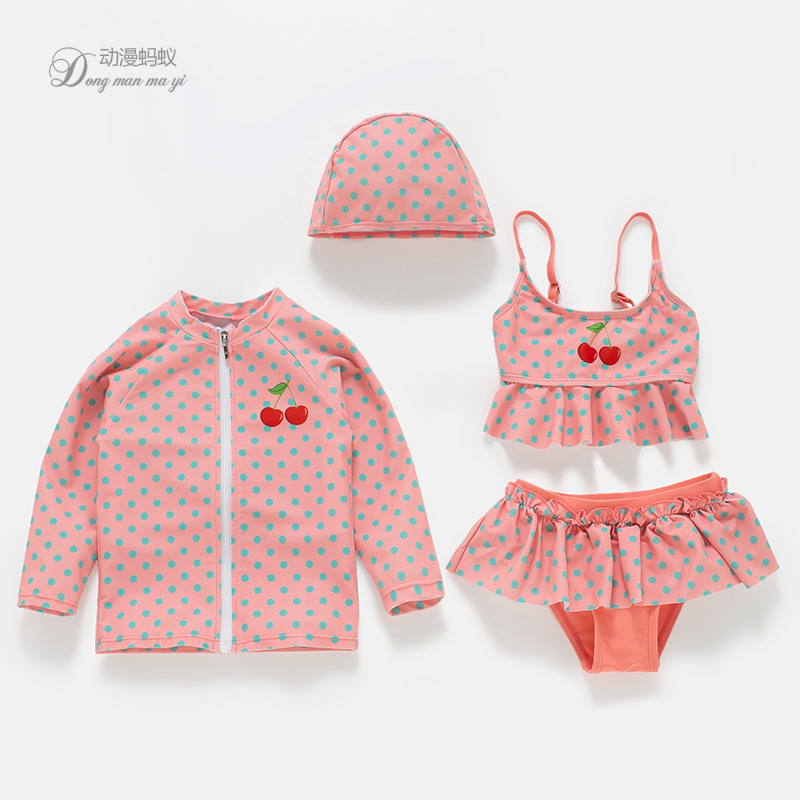 2-year-old girl swimsuit two-style skirt-style little girl spa swimsuit 3 children long sleeve swimsuit women's swimsuit suit