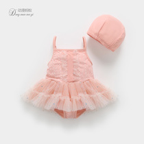 Childrens swimsuit girl Summer sling lace swimsuit girl Summer princess two-year-old baby swimsuit female baby conjoined